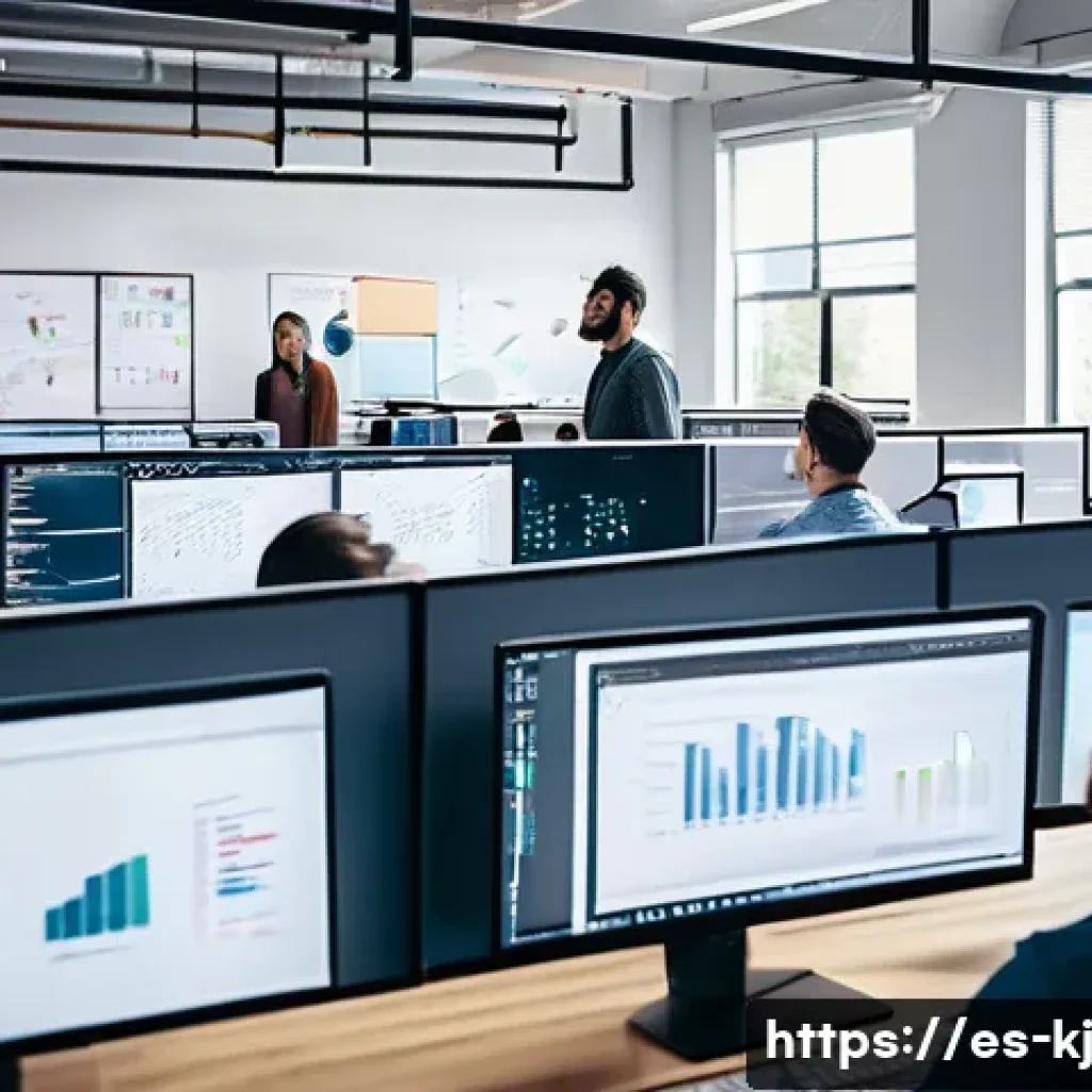 컴포넌트 기반 개발의 실용적 접근 - A modern software development team collaborating in a bright, open office space with diverse profess...