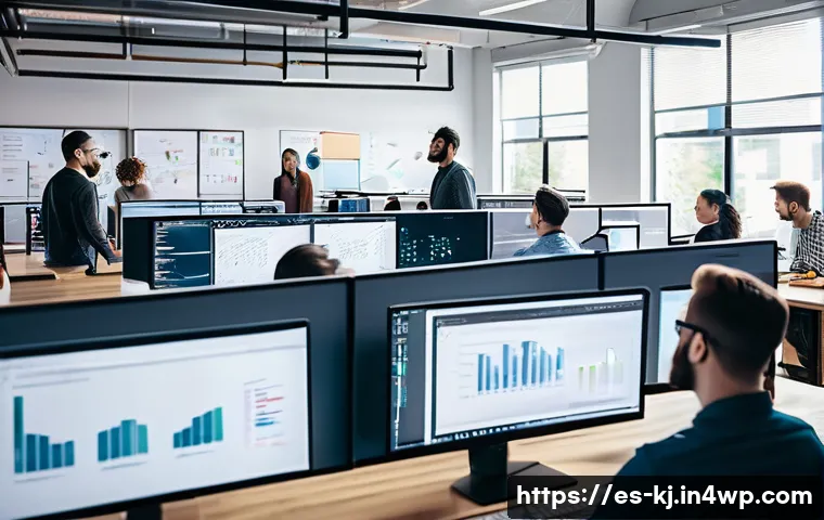 컴포넌트 기반 개발의 실용적 접근 - A modern software development team collaborating in a bright, open office space with diverse profess...