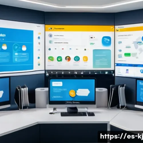 Home 33 AI 챗봇을 활용한 고객 서비스 개선 전략 - A modern customer service center in Spain, featuring a diverse team of professionals working alongsi...