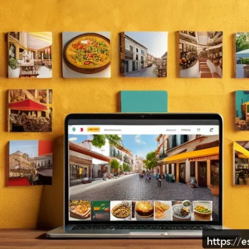 Home 30 비교적 저비용의 웹 기반 마케팅 전략 - A vibrant social media collage depicting diverse Spanish-speaking customers enthusiastically sharing...